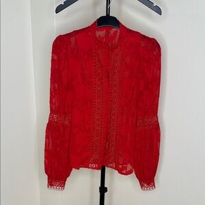 Elegant Red Lace Blouse